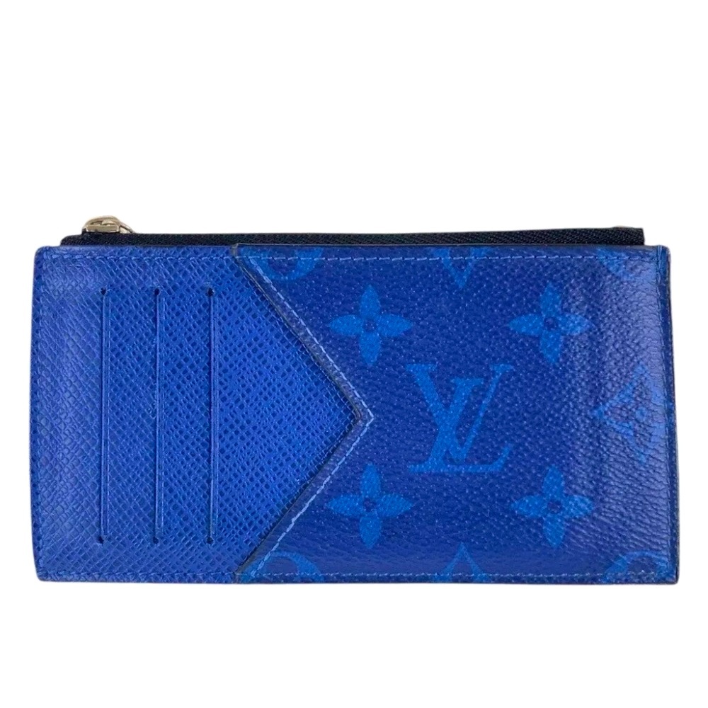 Louis Vuitton TAIGARAMA Taiga Cobalt Blue Card Zippy Coin Wallet ID Holder